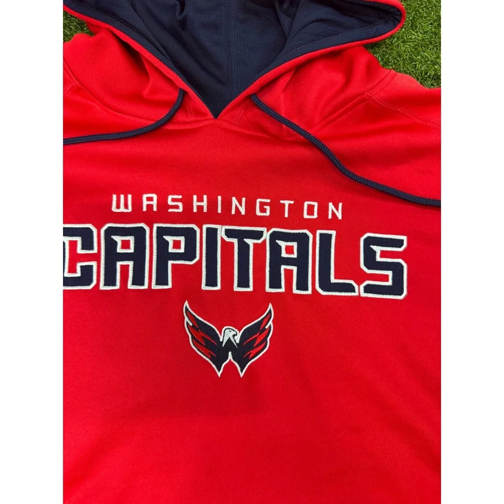 NHL Washington Capitals Hoodie Mens Large Red Performance Fleece Weagle Logo - Picture 2 of 7